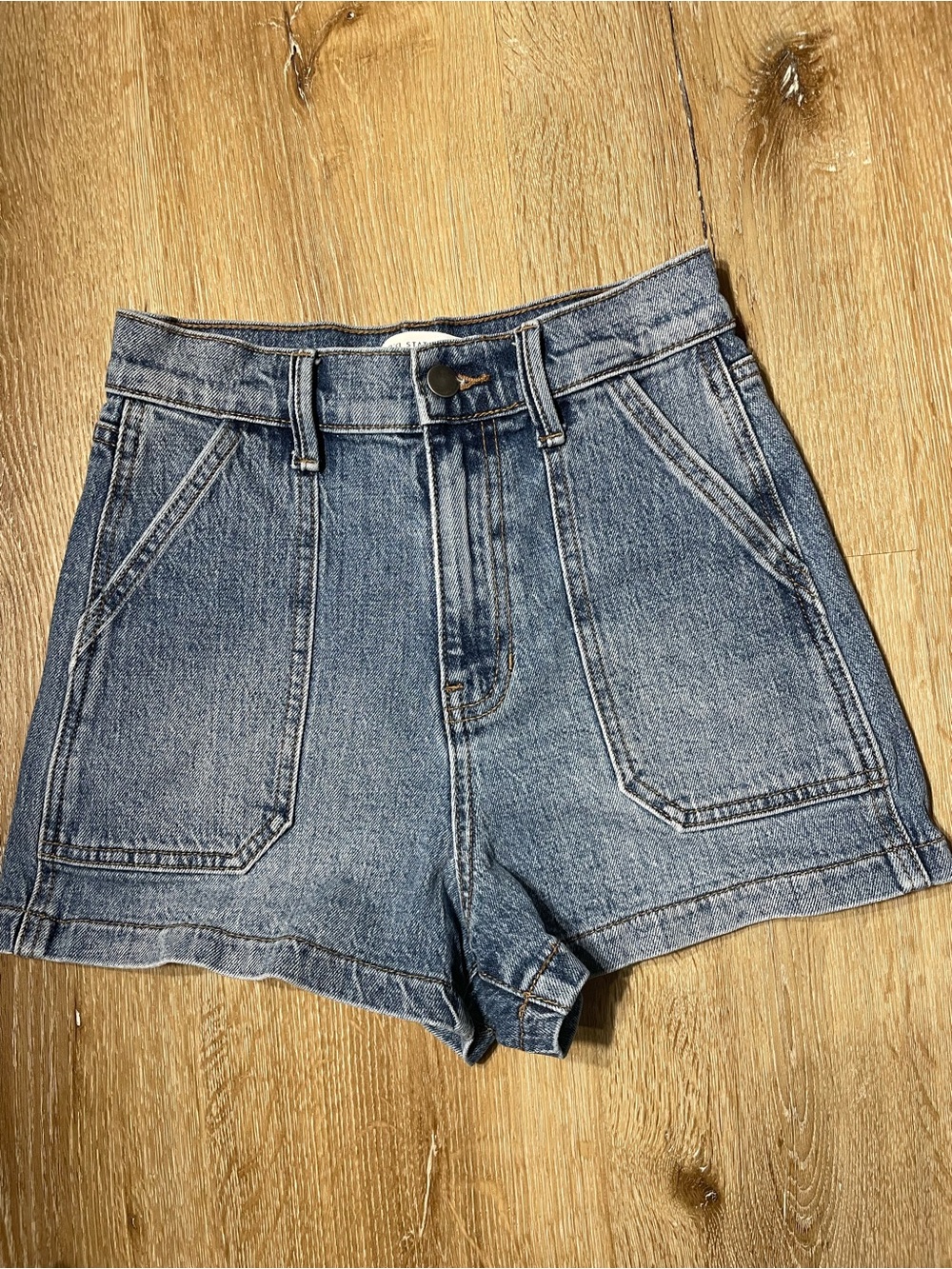 Altar'd State Washed Blue Denim Shorts